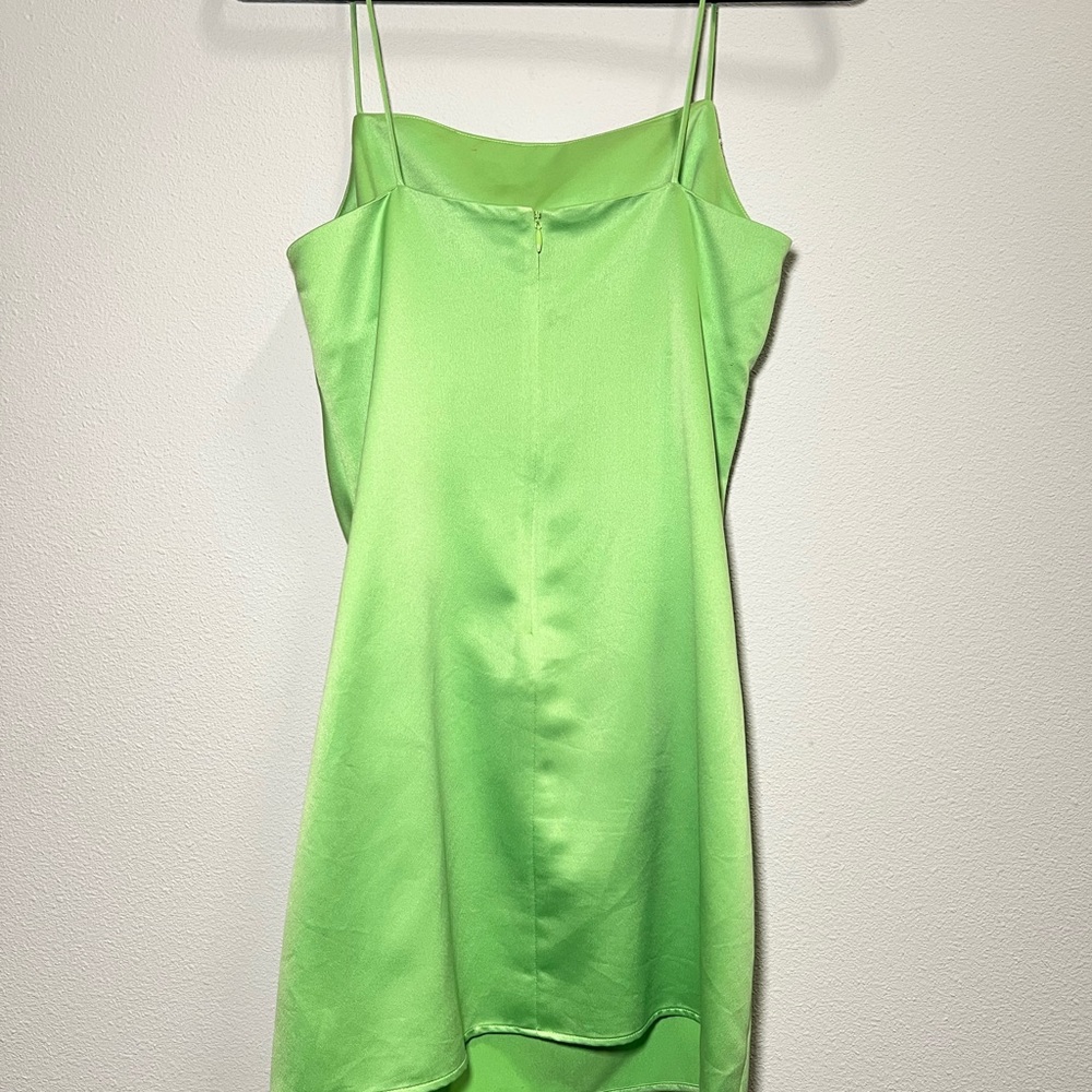 Green mini satin dress
